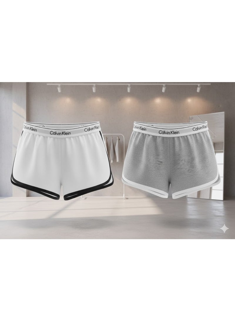 كالفن كلاين بيرفورمانس طقم هوت شورت رياضي حريمي قطعتين بخصر عالي – خامة ممتازة وراحة مثالية للرياضة والاستخدام اليومي - مقاس لارج - Image 2